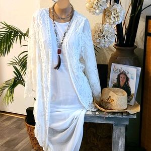 SUMMER BO HO LONG SM.  WHITE PART SHEER DRESS GOWN